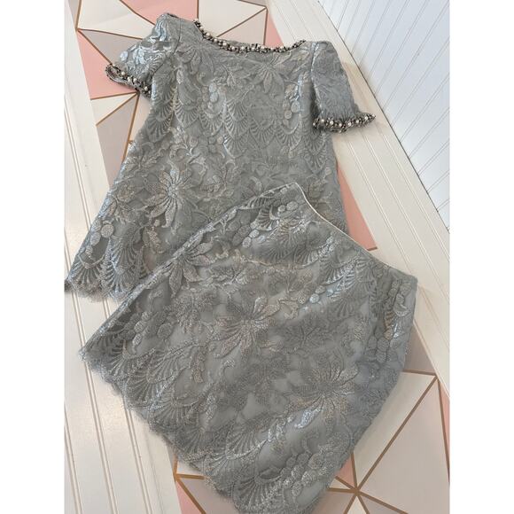 Vintage Mary McFadden Designers Couture Metallic Thread Beaded Set 2-Piece Sz 6 - Picture 1 of 10